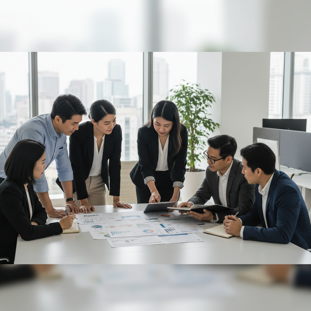 Diverse employer safety and compliance briefing in a professional workplace